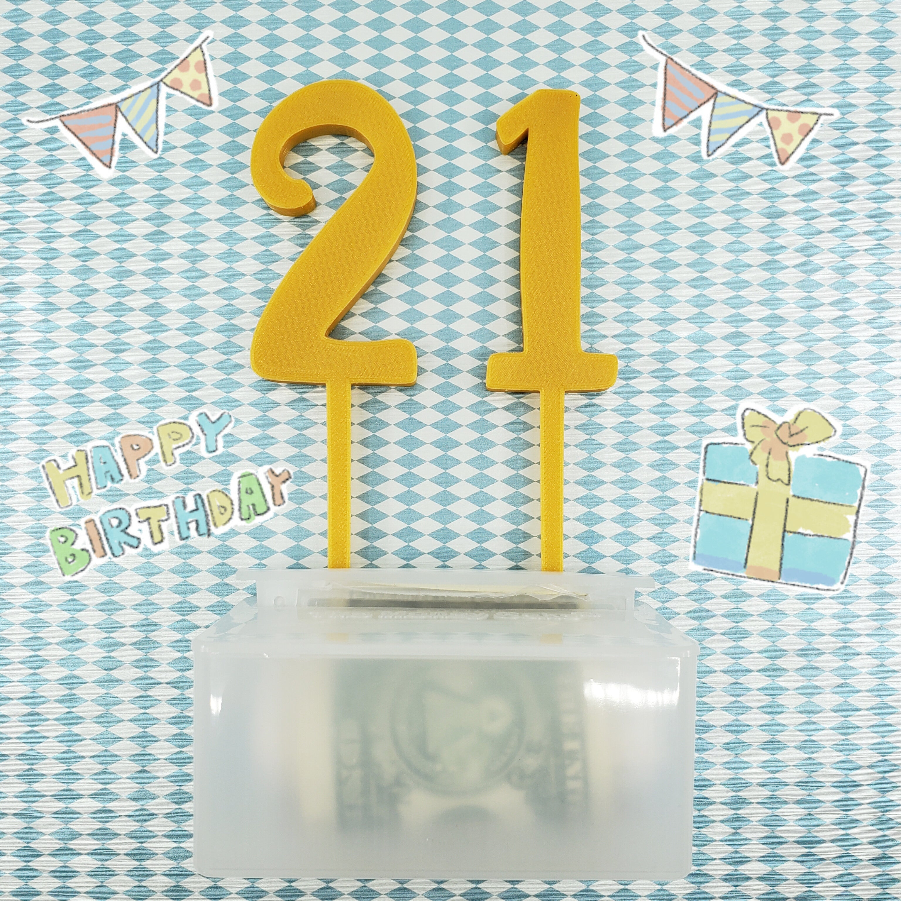 Birthday Number Cake Topper & Card Holder Money Cake Bundle